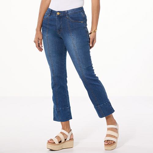 """Ab""solution® High-Rise Kick Flare Jean with Slits - Blue