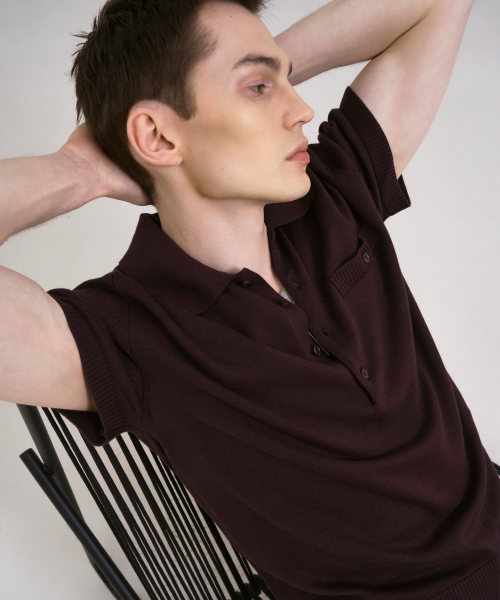 Refined Knit Polo Shirt Burgundy