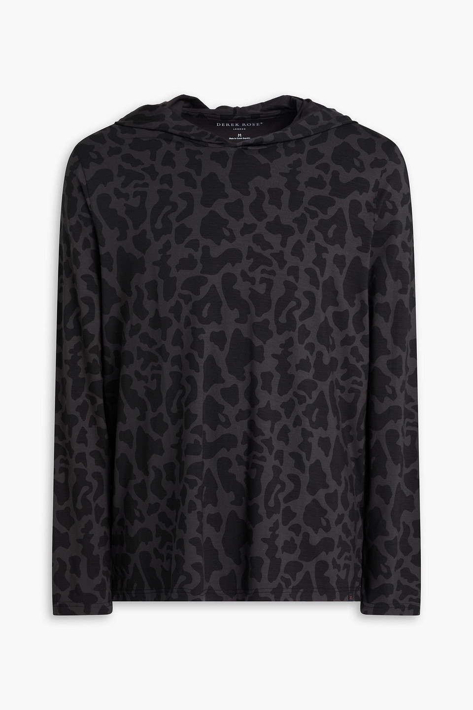 Leopard-print stretch-modal jersey hoodie - Black - XS