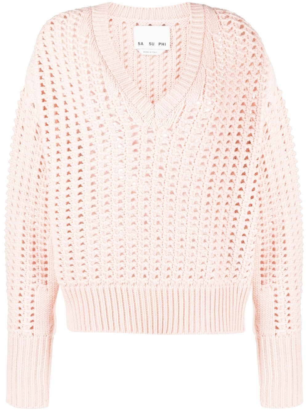 Side-slit cashmere knit jumper - Pink
