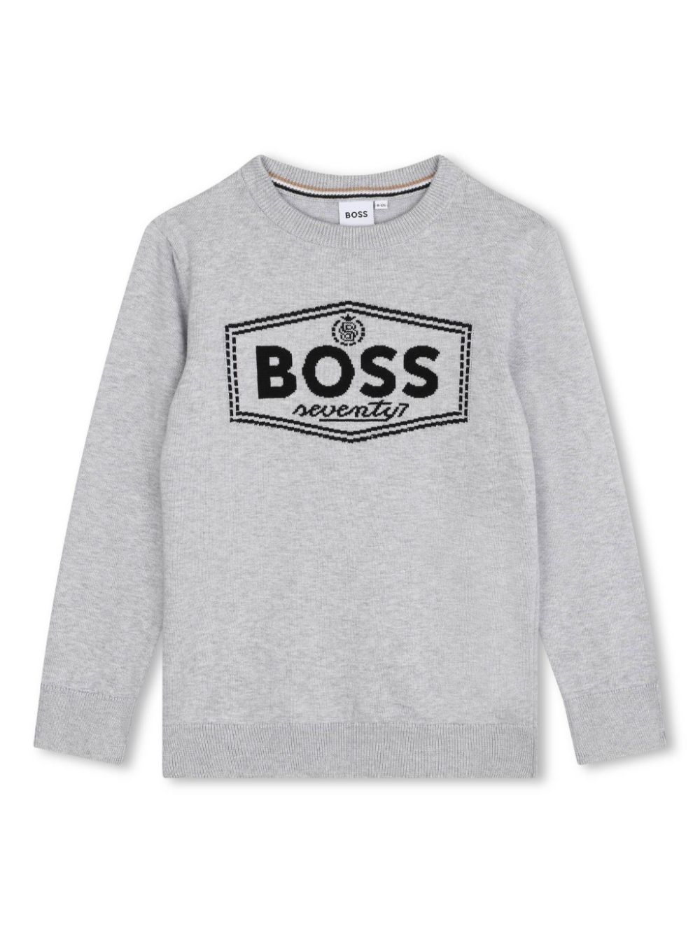 Intarsia knit-logo cotton jumper - Grey