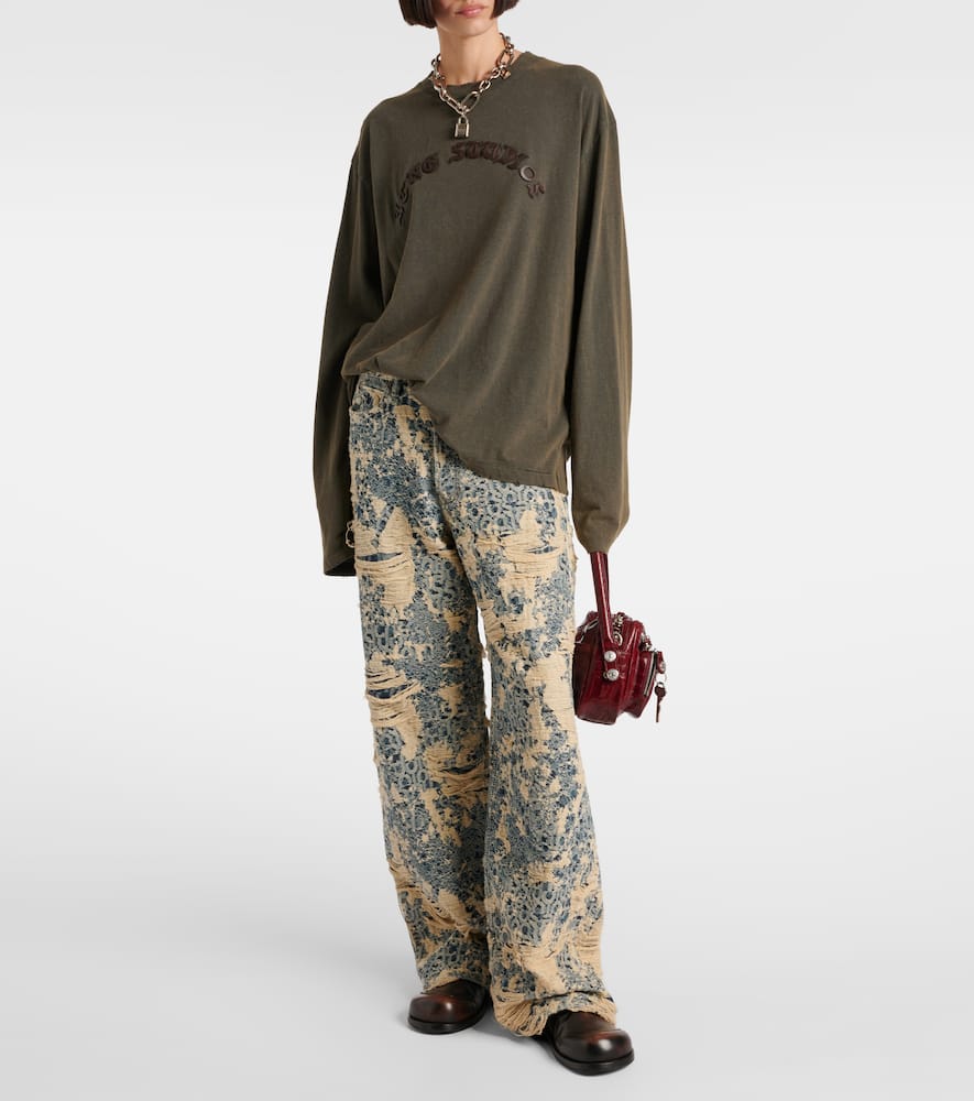 Acne Studios 1981 Monogram distressed wide-leg jeans
