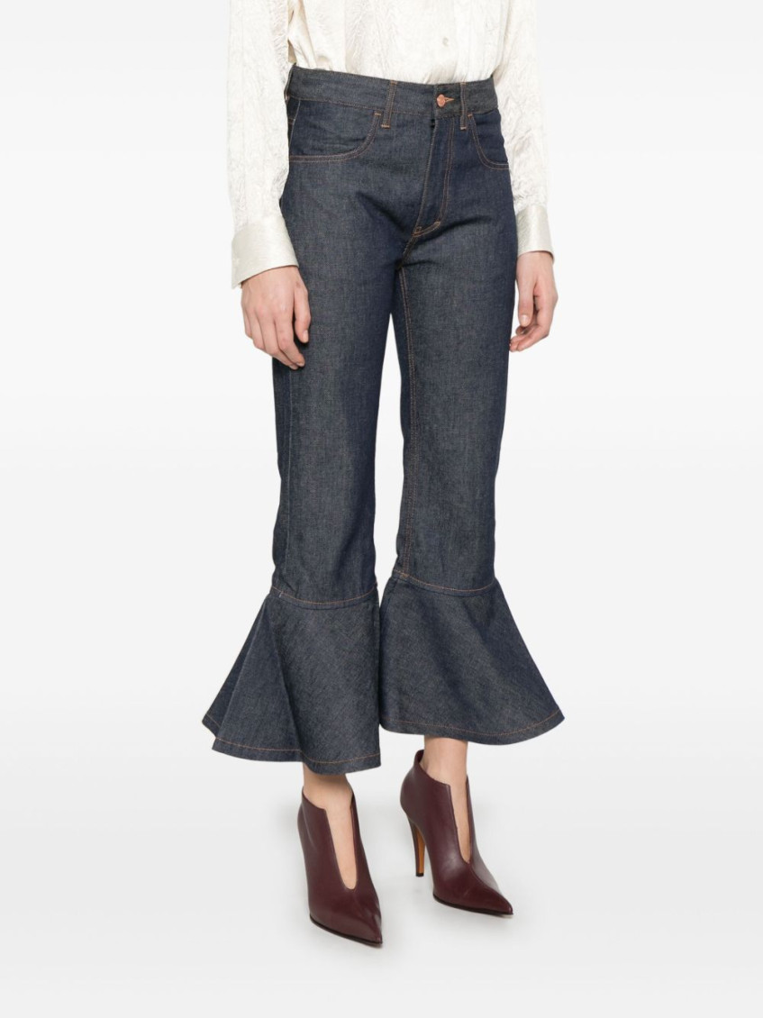 Dark Blue Petal Leg Jeans