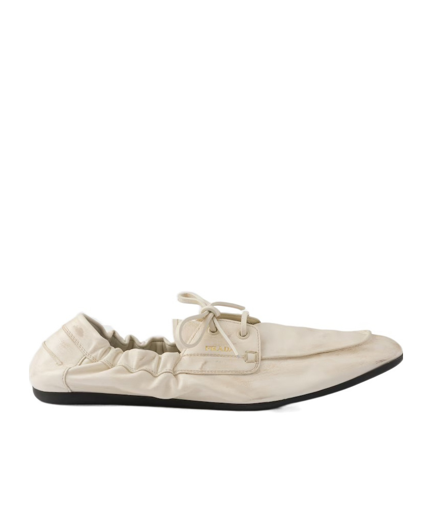 Shuffle antiqued leather boat shoes