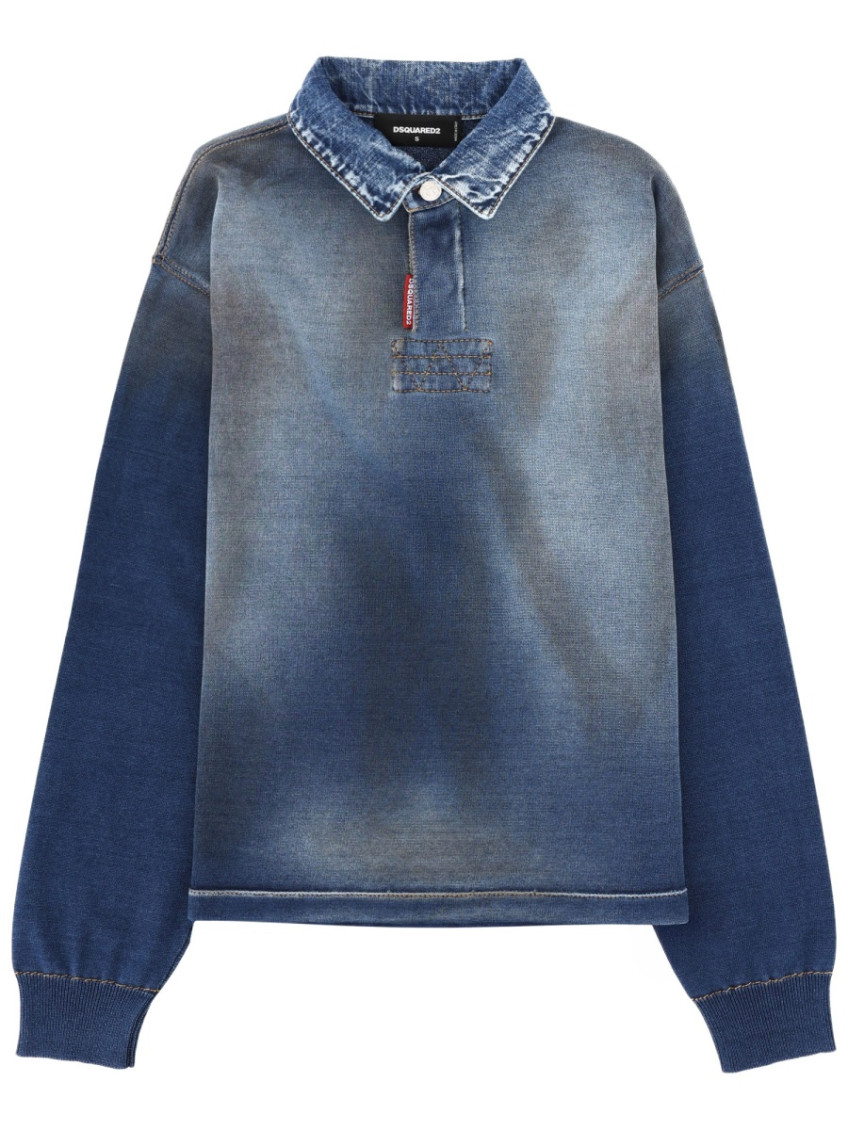 Polo Shirt With Denim Effect