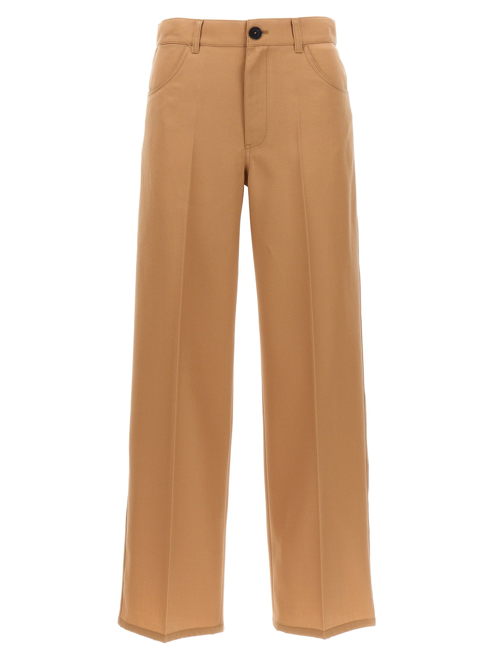 Wool Gabardine Trousers — Camel