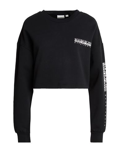 Woman Sweatshirt Black Size M Cotton, Polyester