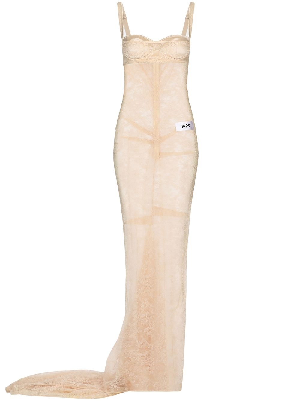 KIM DOLCE&GABBANA 1999 lace-embellished gown - Neutrals