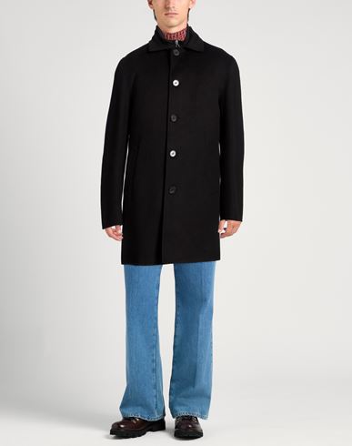 Paltò Fabbrica Man Coat Black Size 40 Wool, Nylon