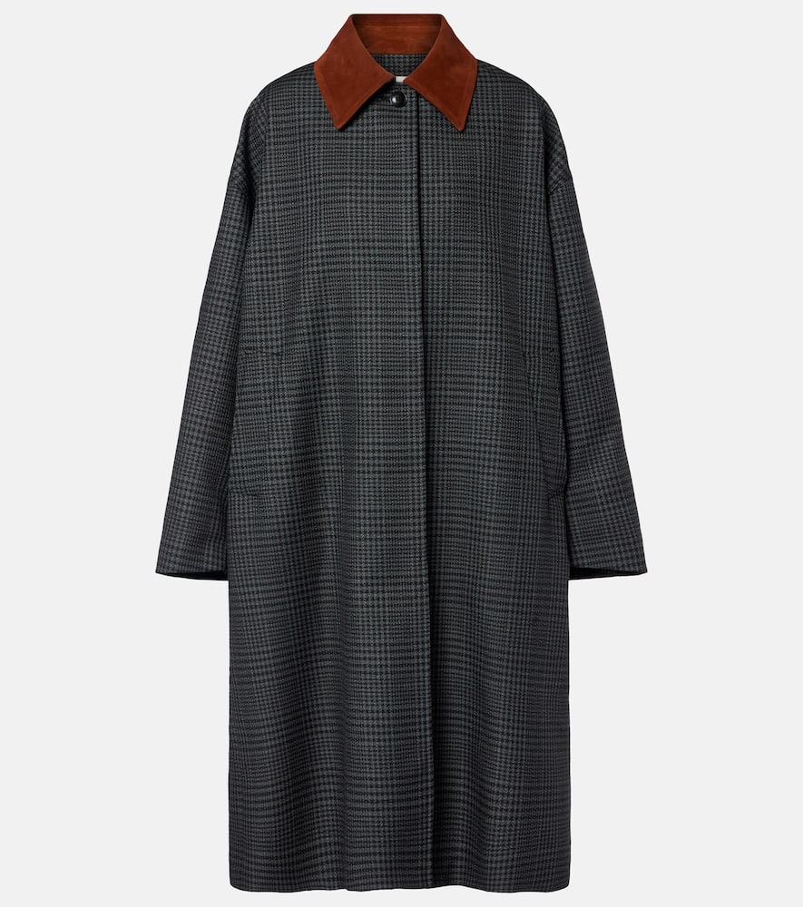Róhe Prince of Wales check virgin wool coat