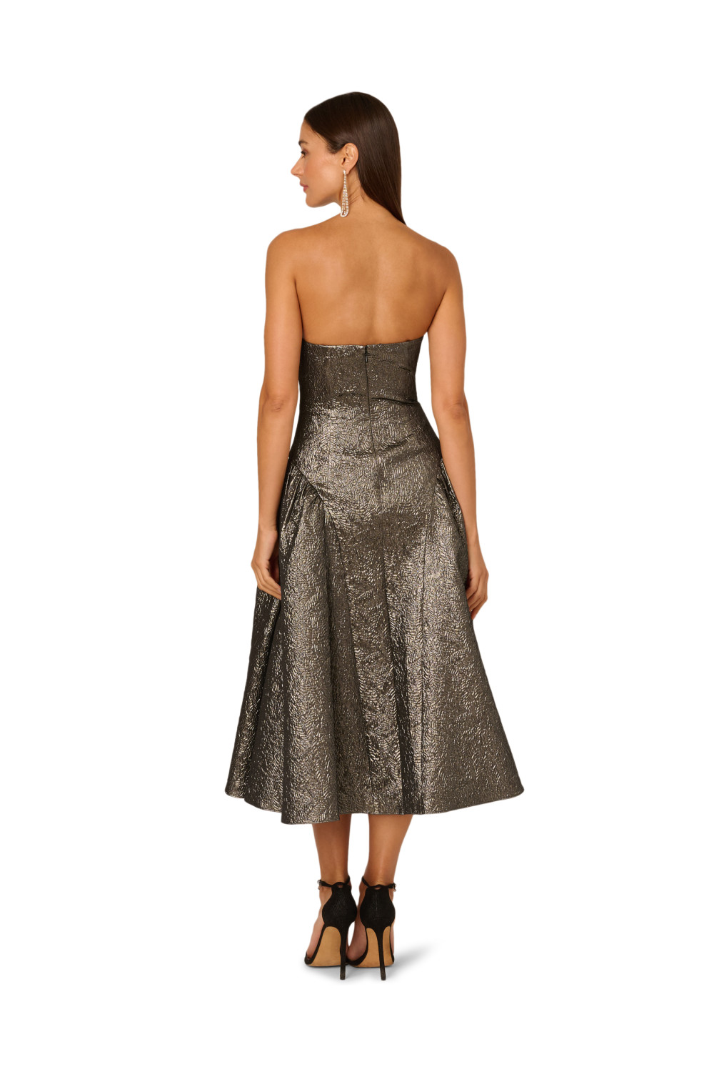 Adrianna Papell Womens Strapless Metallic Ankle Dre