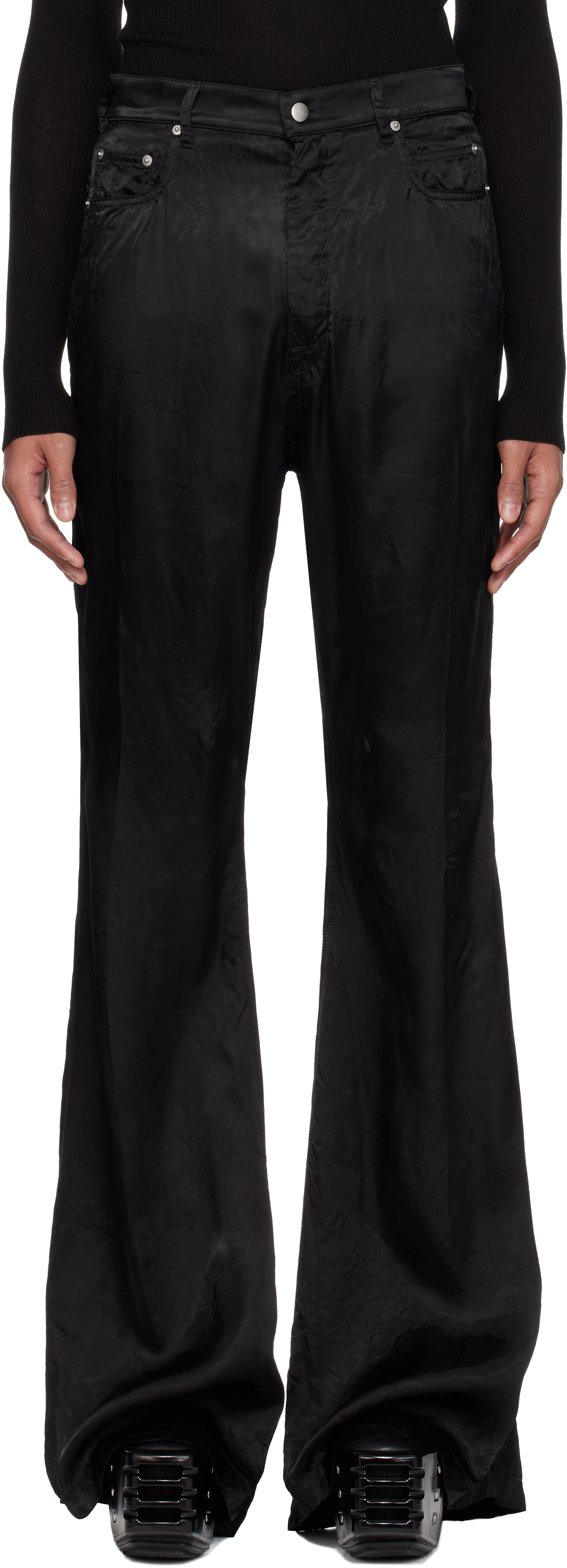 Black Temple Bolan Bootcut Trousers