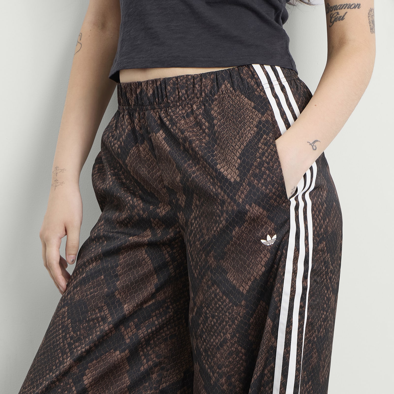 Women's Satin Wide Leg Track Pant Earth Strata/Aurora Coffee