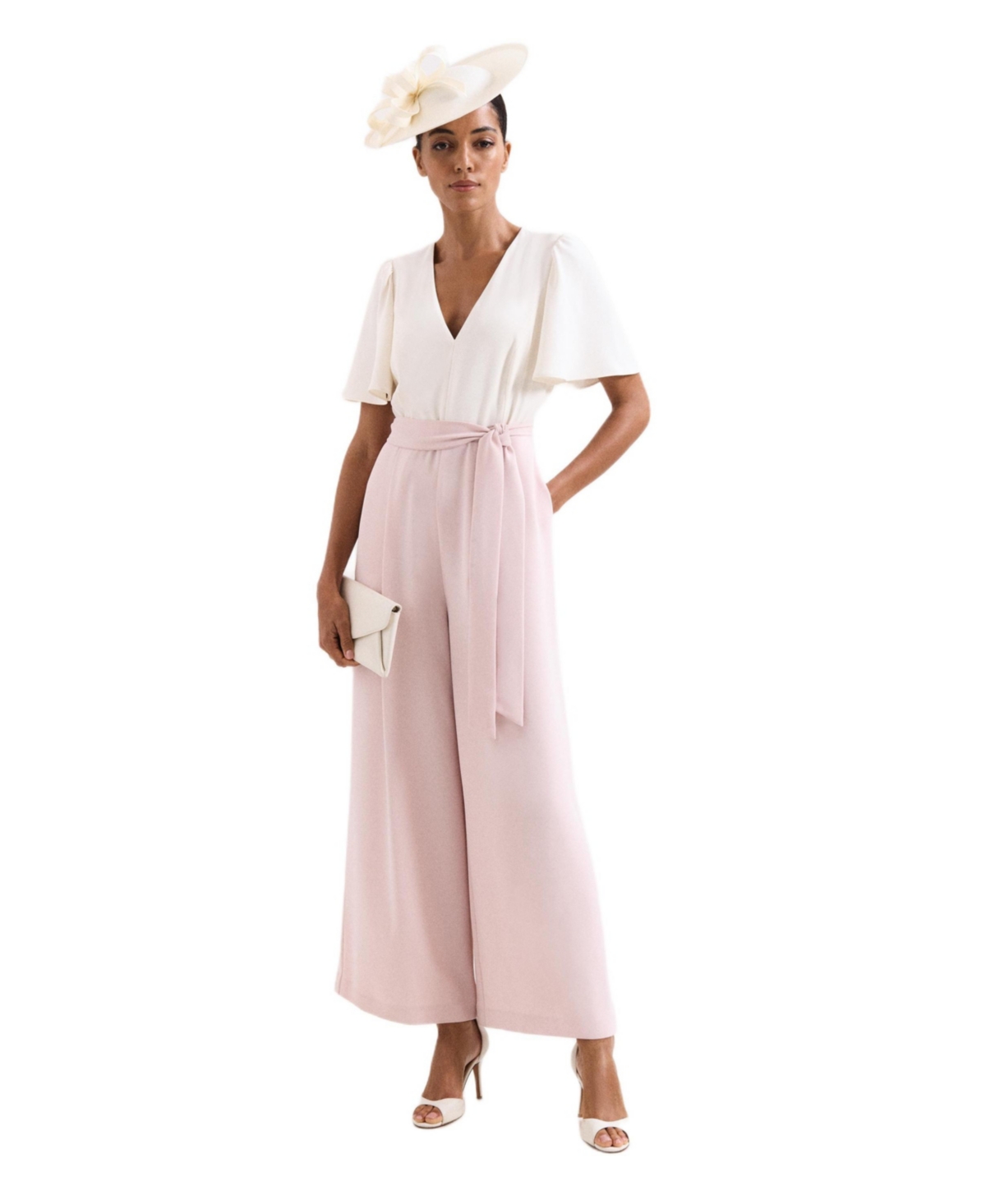 Women's Kallie V-Neck Wide Leg Jumpsuit - Medium Pink
