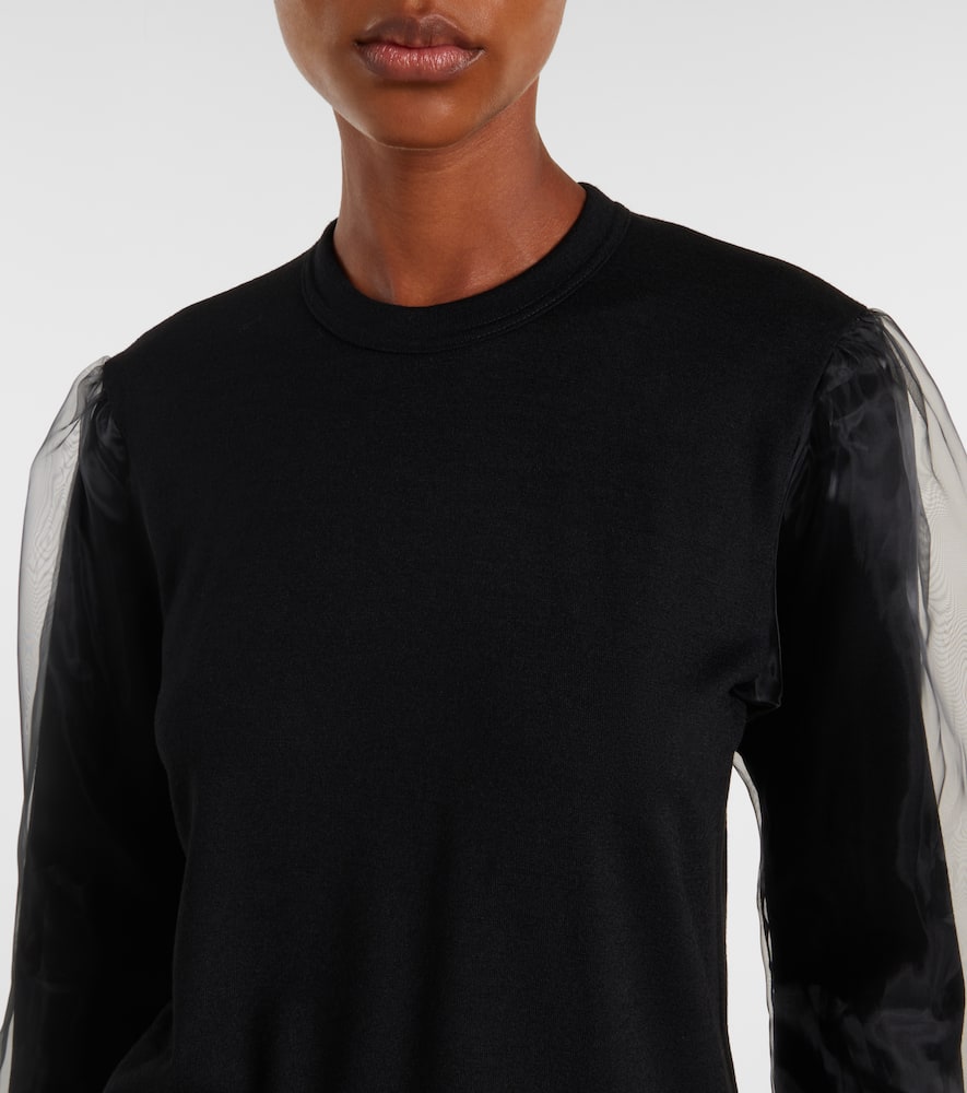 Tulle-trimmed wool sweater