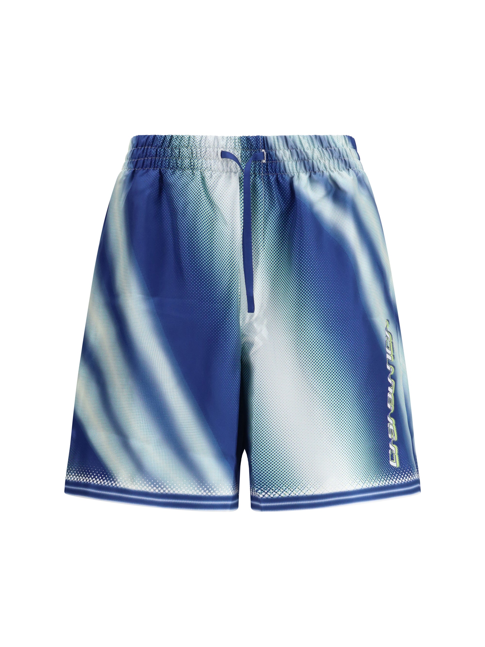 Hand-Painted Silk Bermuda Shorts — Blue
