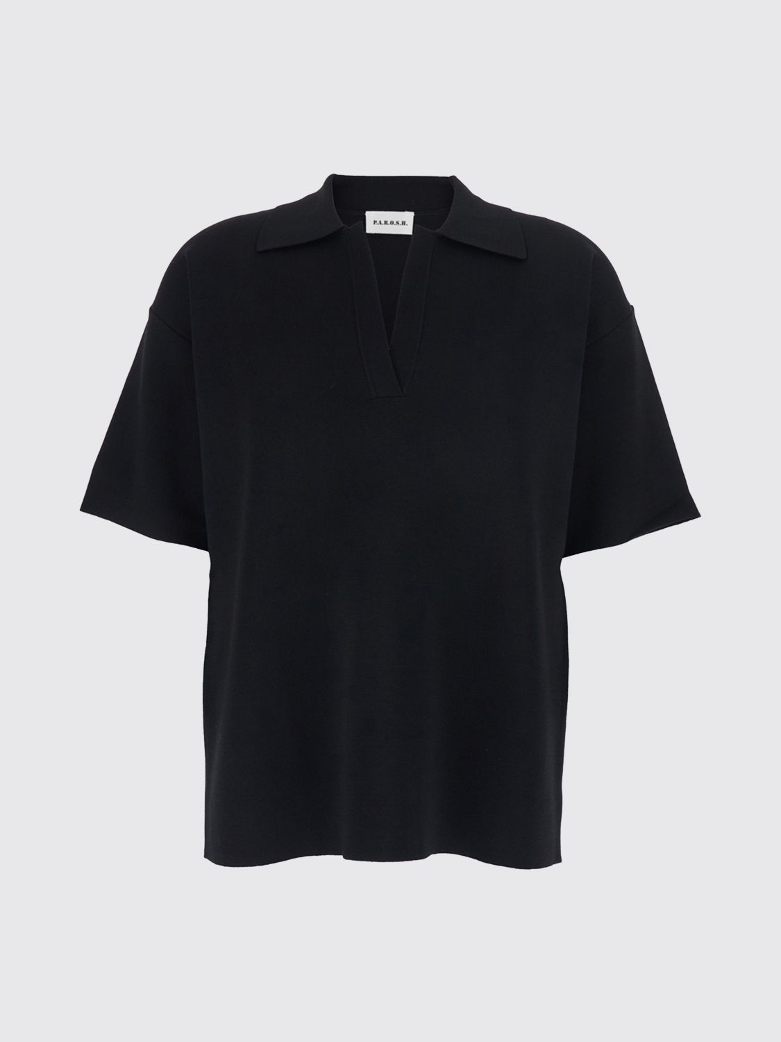 Dropped Shoulder Polo Shirt P. A.R. O.S. H. in Viscose Blend with V-Neck
