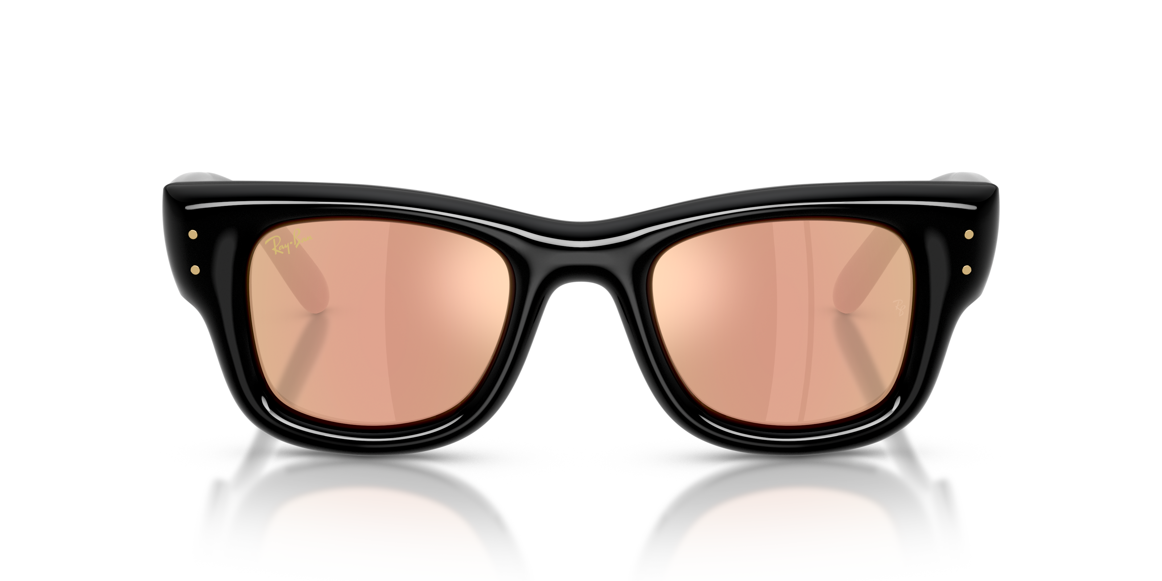 Ray - Ban Unisex Ray - Ban RB4940 WAYFARER PUFFER 601/7J Sunglasses Nylon Black Brown Squared Mirror