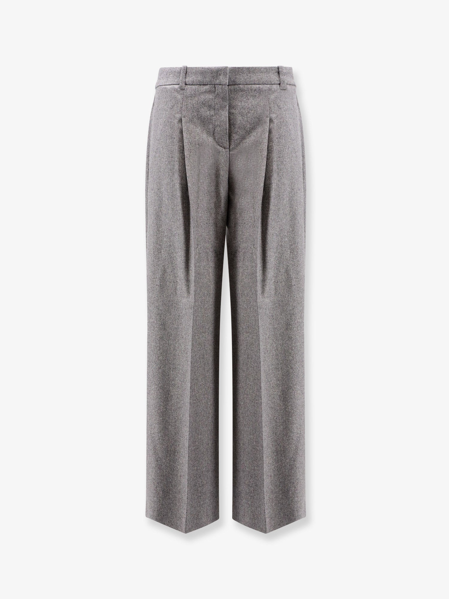 Melange Wool Blend Trousers — Gray