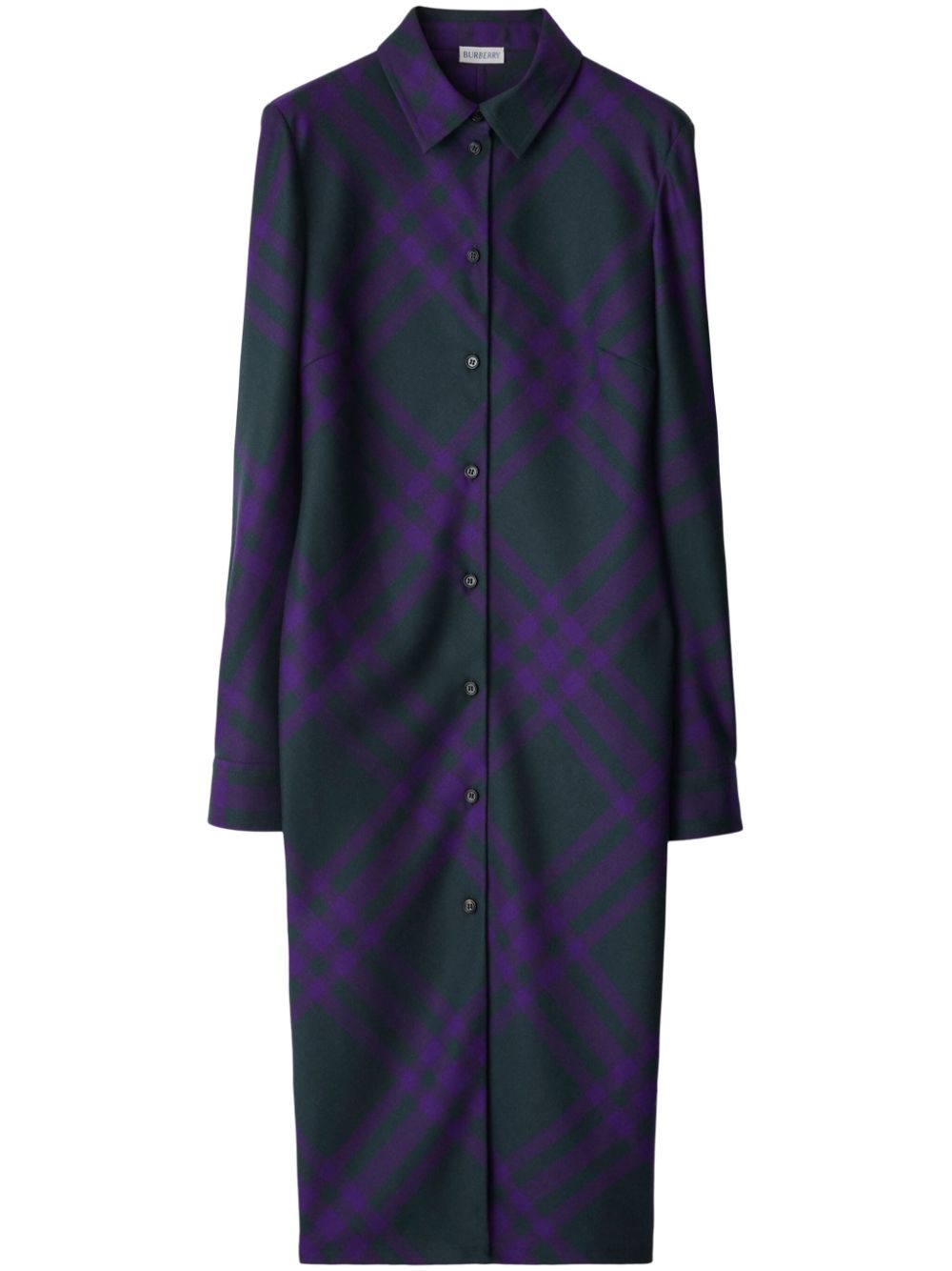 Checked wool shirtdress - Green