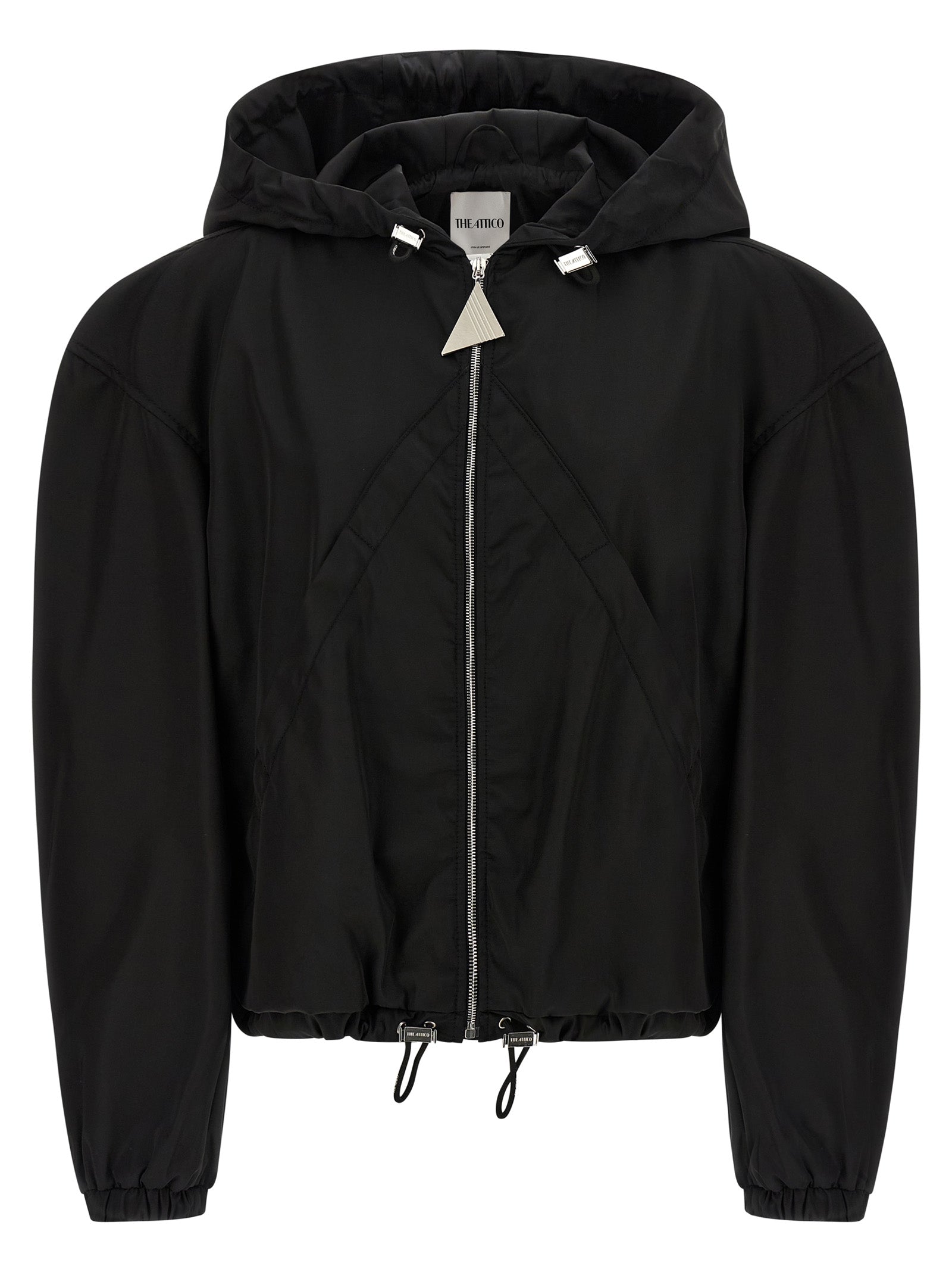 Hooded Nylon Bomber Jacket — Black