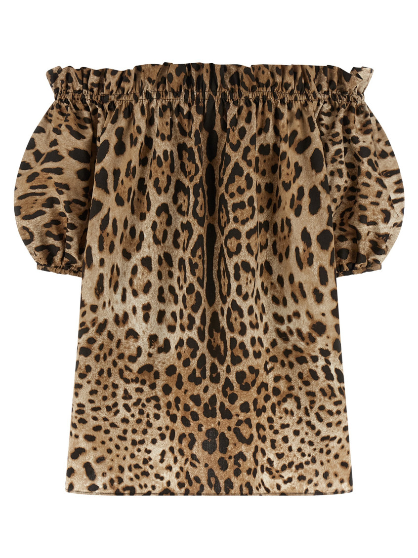 Dolce&Gabbana - off shoulder poplin top leopard print