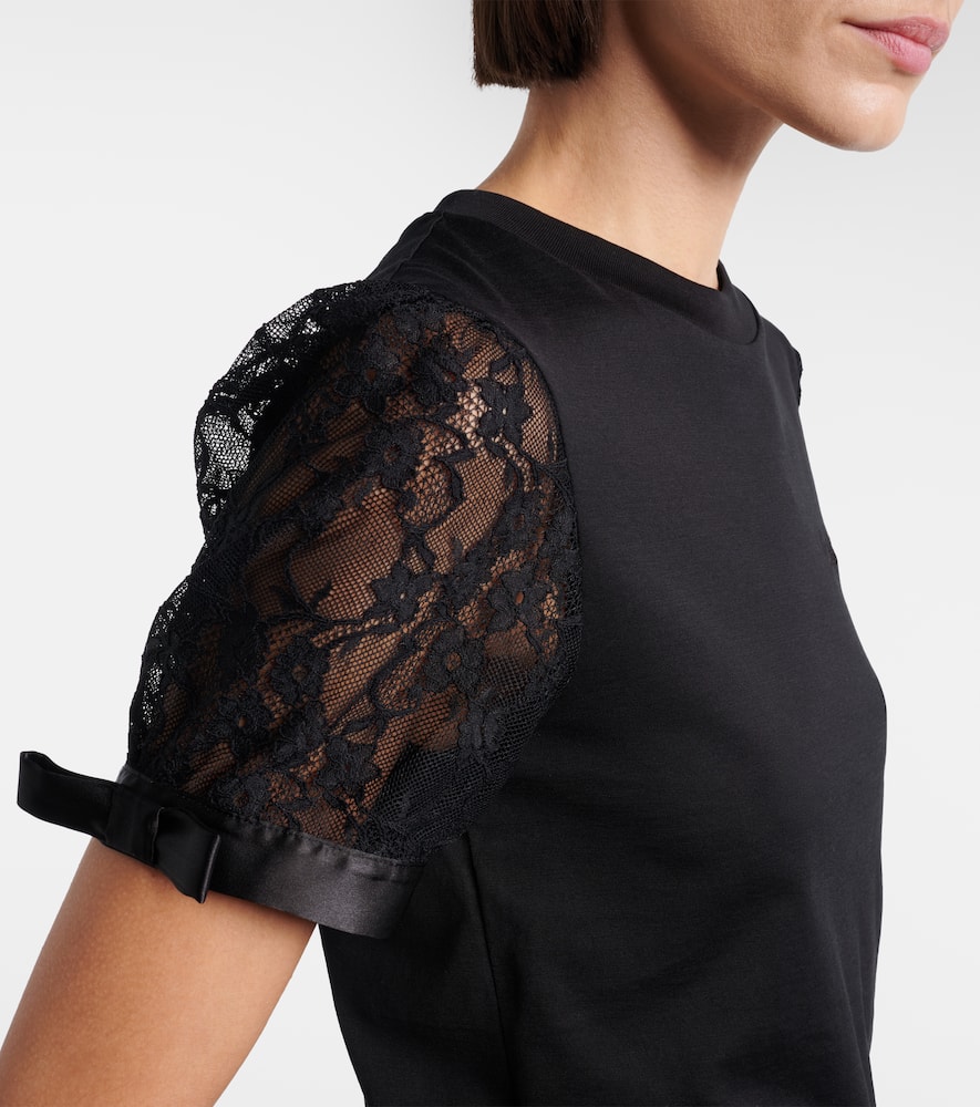 Lace-trimmed cotton jersey T-shirt