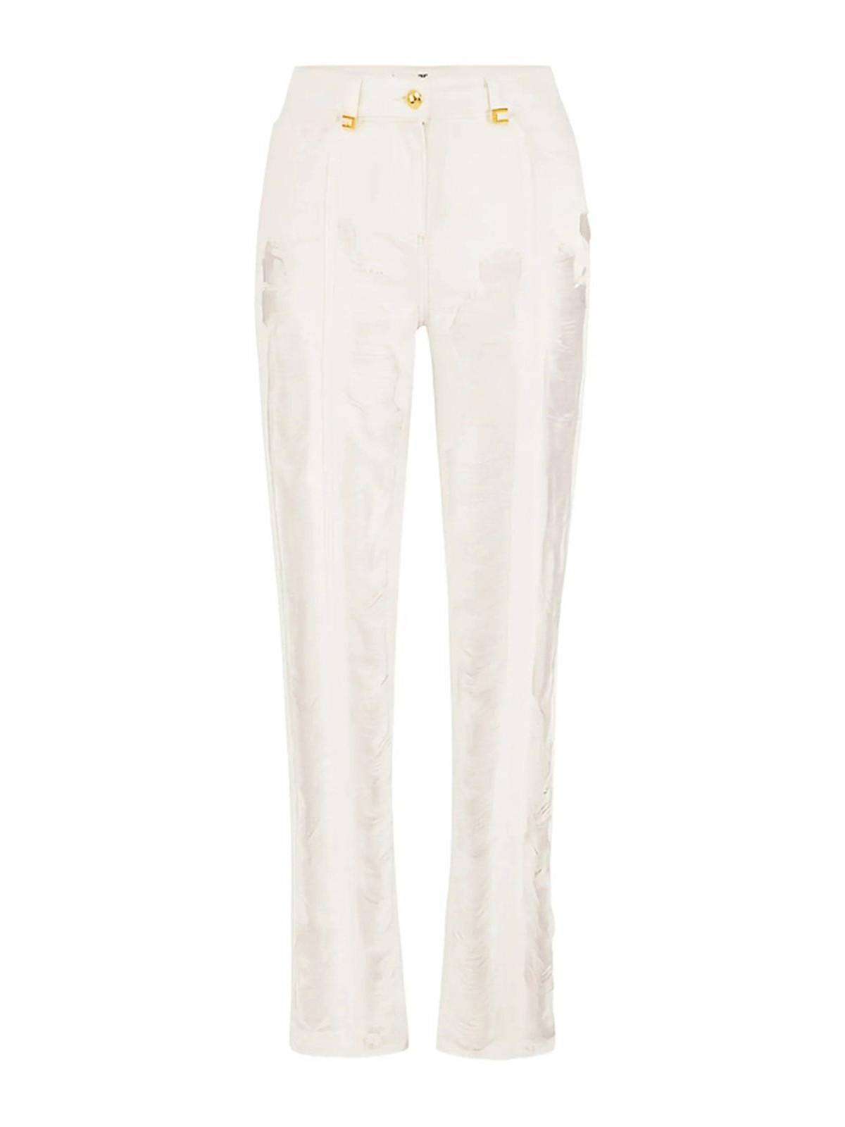 Distressed Fringed Palazzo Jeans