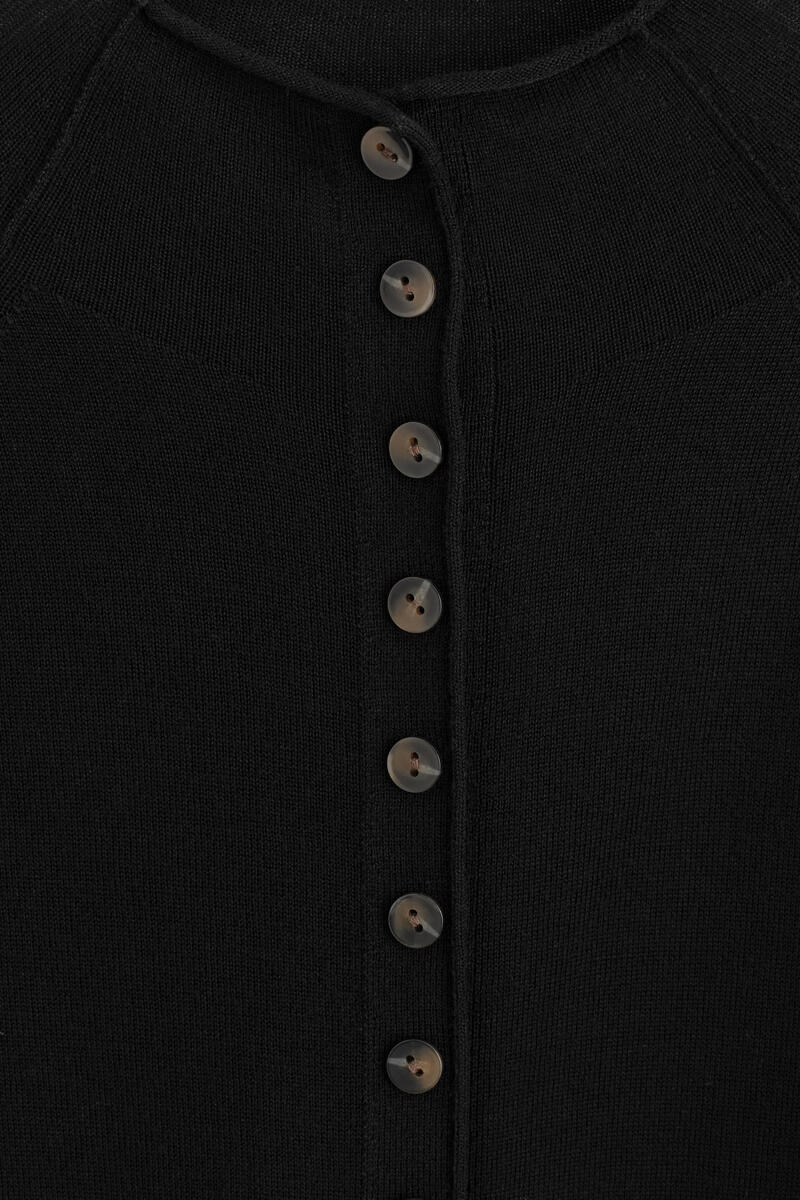 Merino Wool Funnel-Neck Cardigan