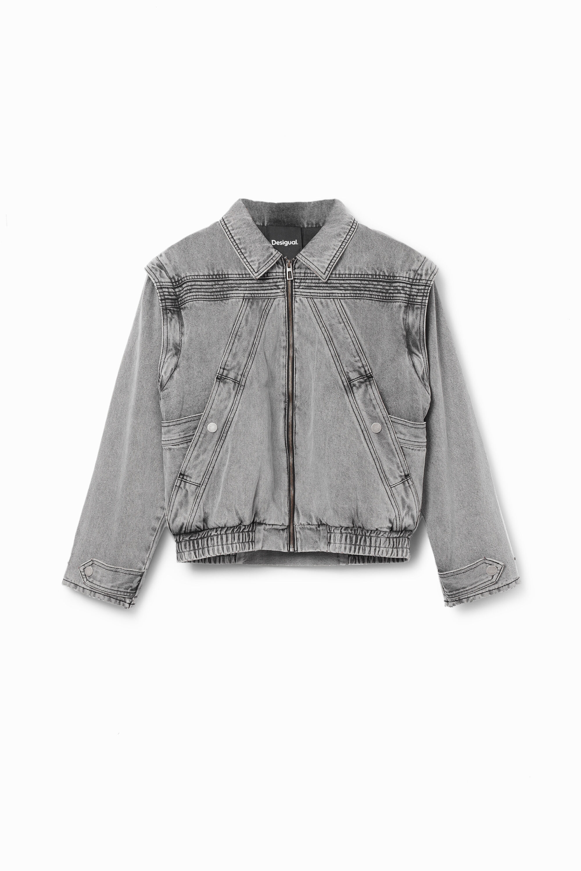 Denim detachable sleeve jacket
