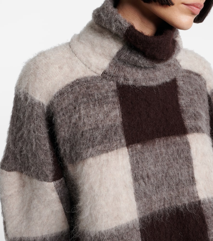 Kai checked alpaca-blend turtleneck sweater