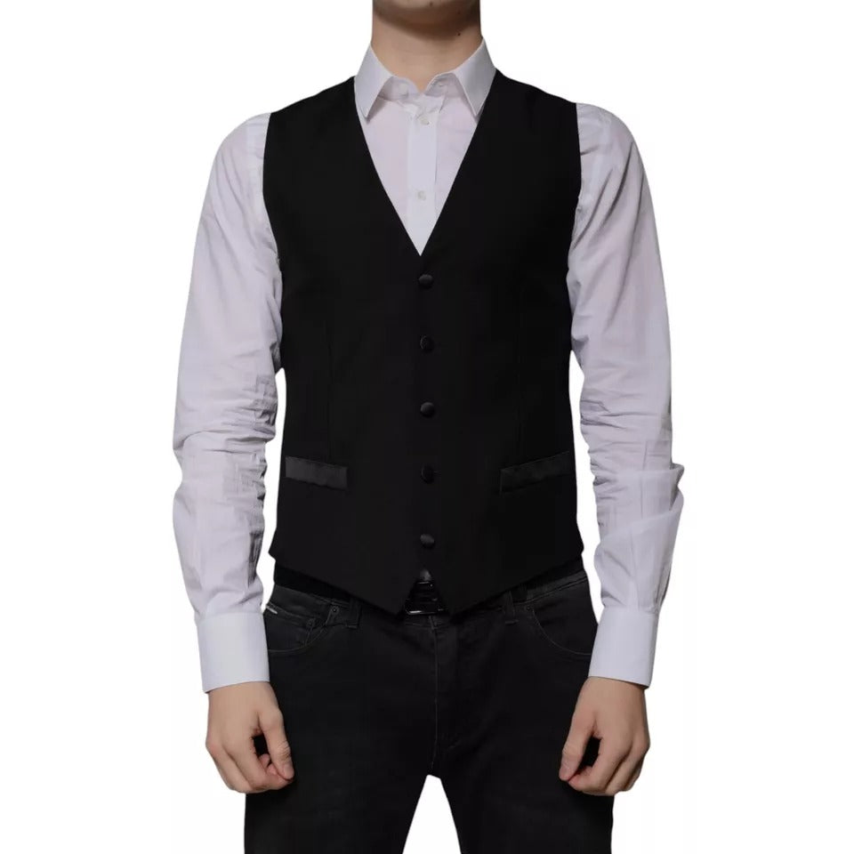 Virgin Wool & Silk Vest — Black