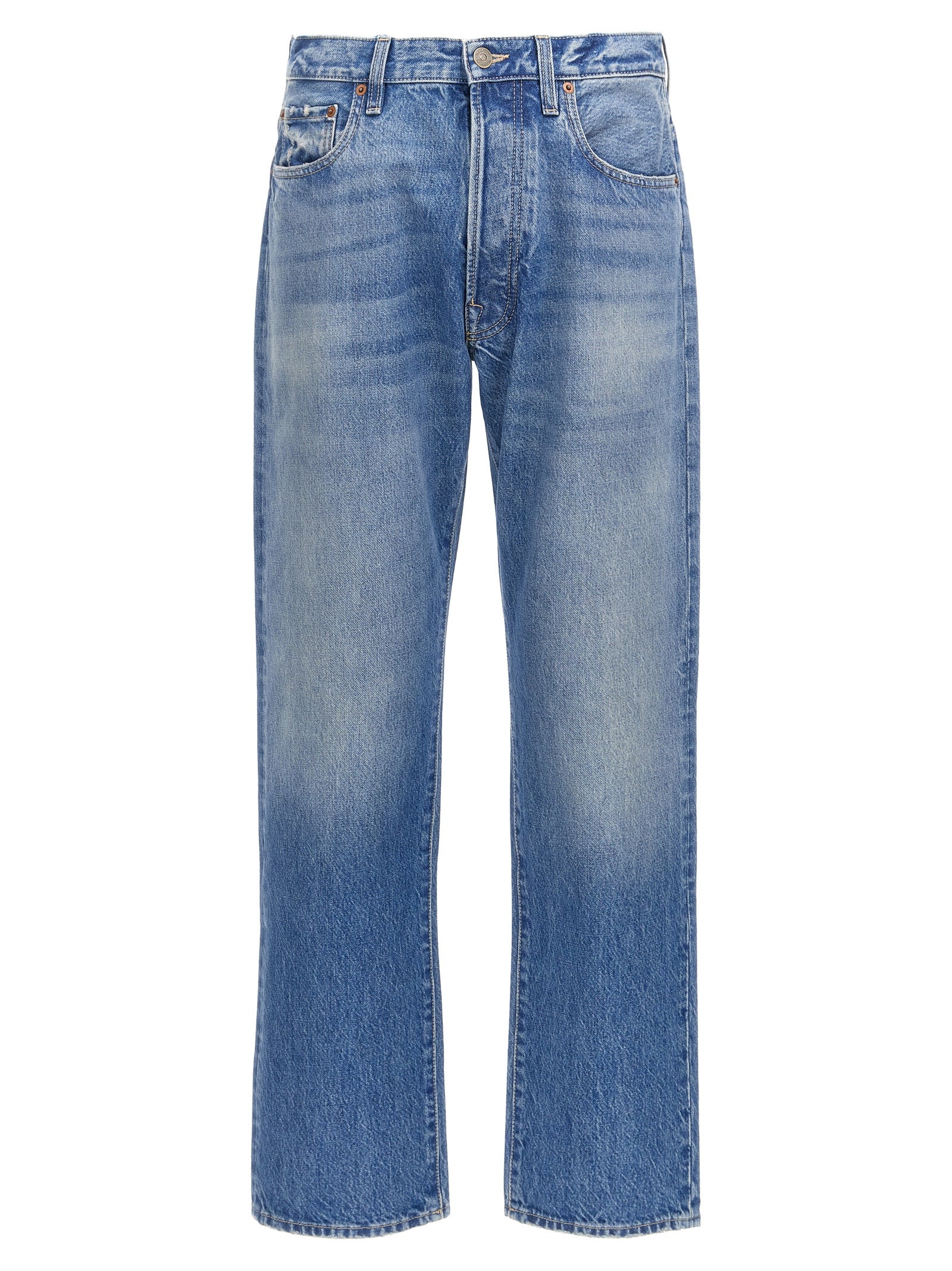 Straight-Leg Cotton Jeans — Blue