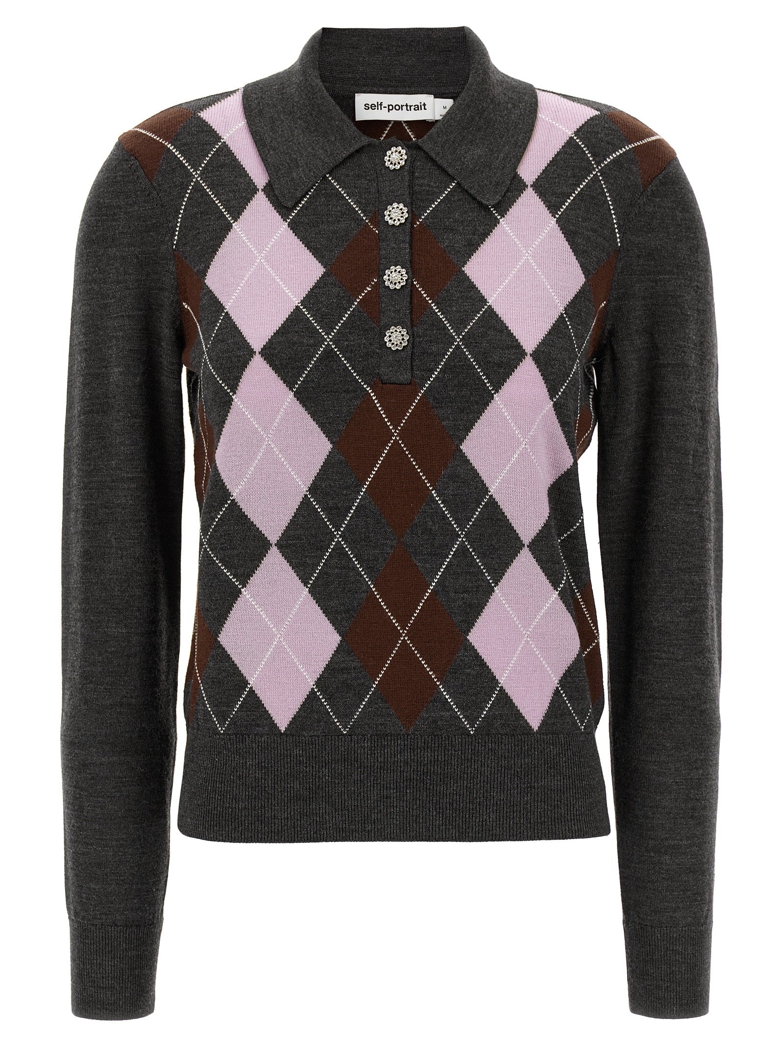 Argyle Wool Cardigan — Gray