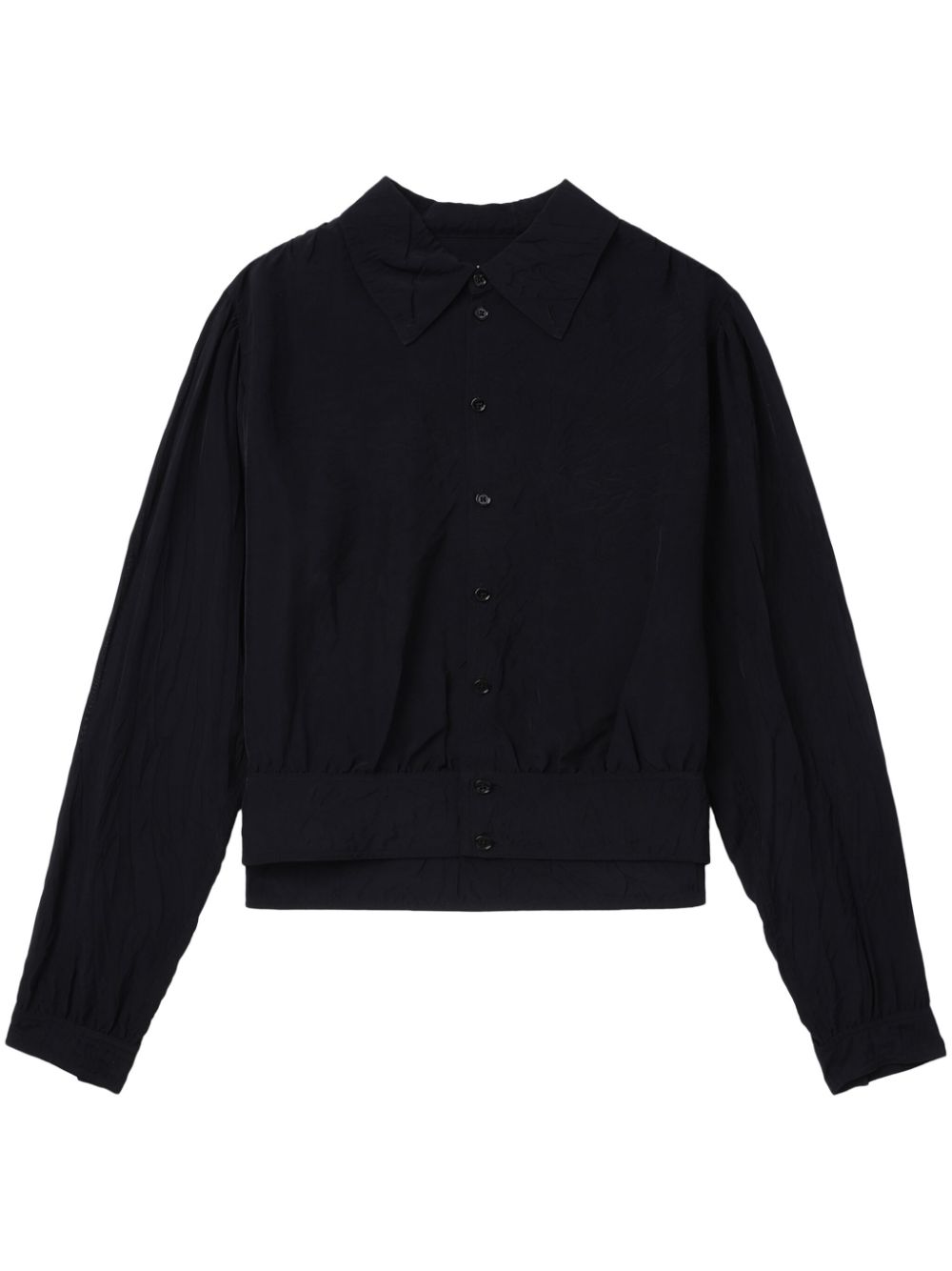 Crease-effect button-up blouse - Blue
