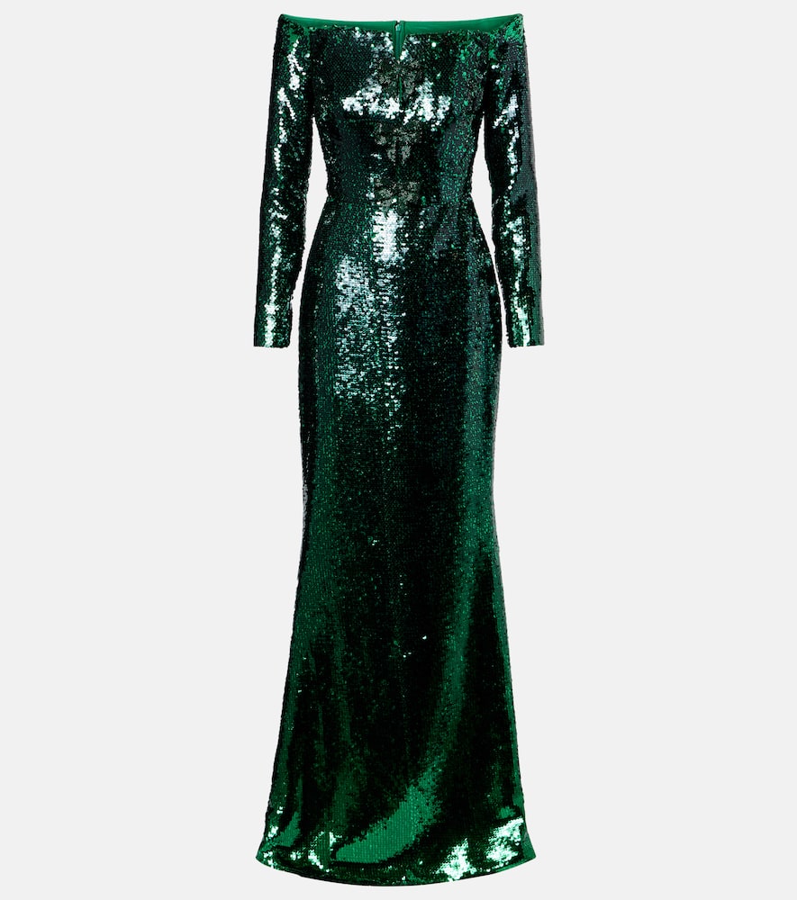 Sequined off-shoulder gown