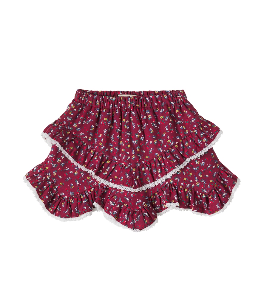 Bloom floral ruffled cotton skirt