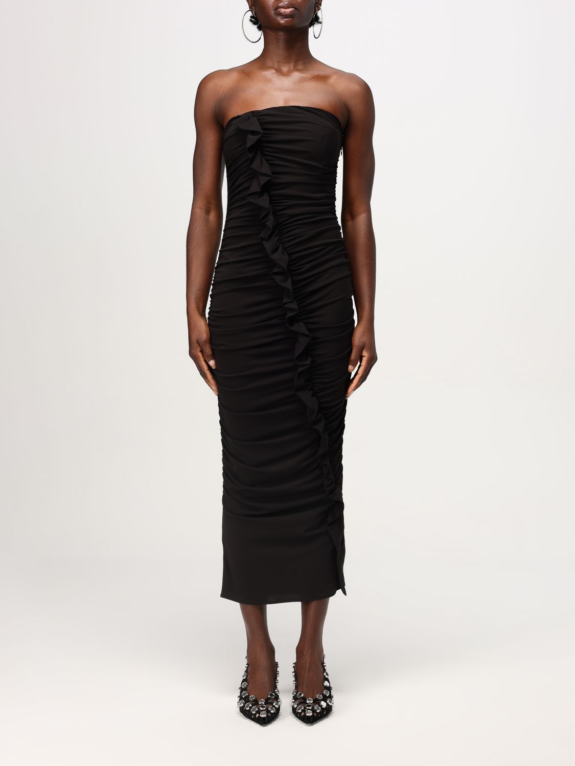 Ruched midi dress - Black