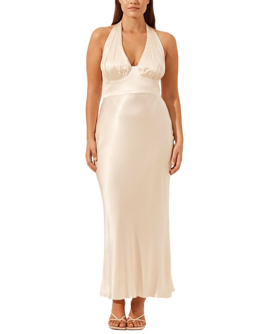 La Lune Plunged Halter Midi Dress