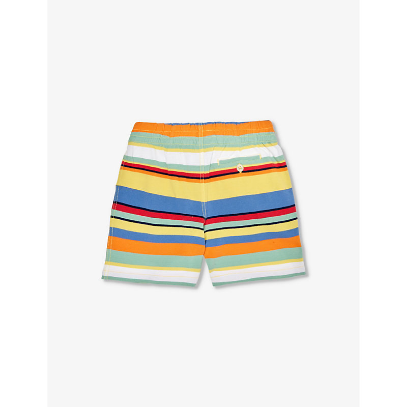 Boys Ylw Multi Kids Boys' Logo-embroidered Stripe-print Cotton-piqué Shorts 4 Years