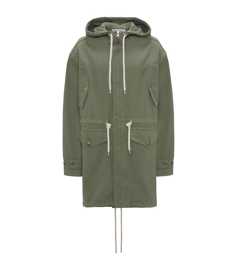 Twill Drawstring Parka Coat