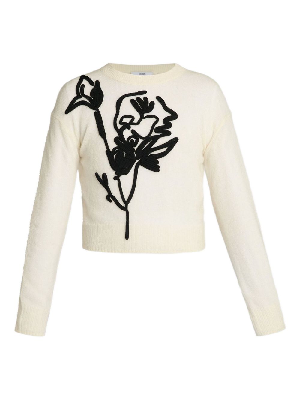 Floral-motif crew-neck sweater - White