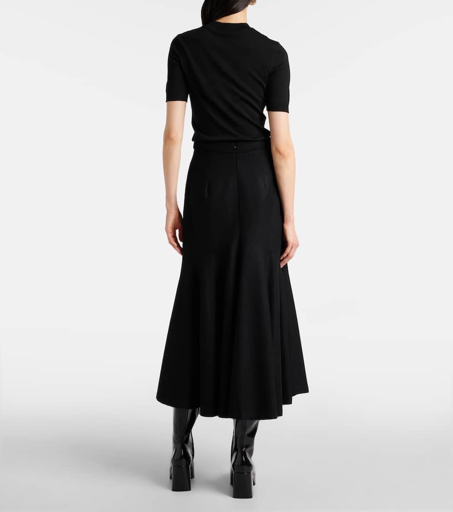 Peplum wool-blend midi skirt
