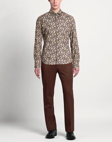Man Shirt Brown Size 38 Cotton, Linen