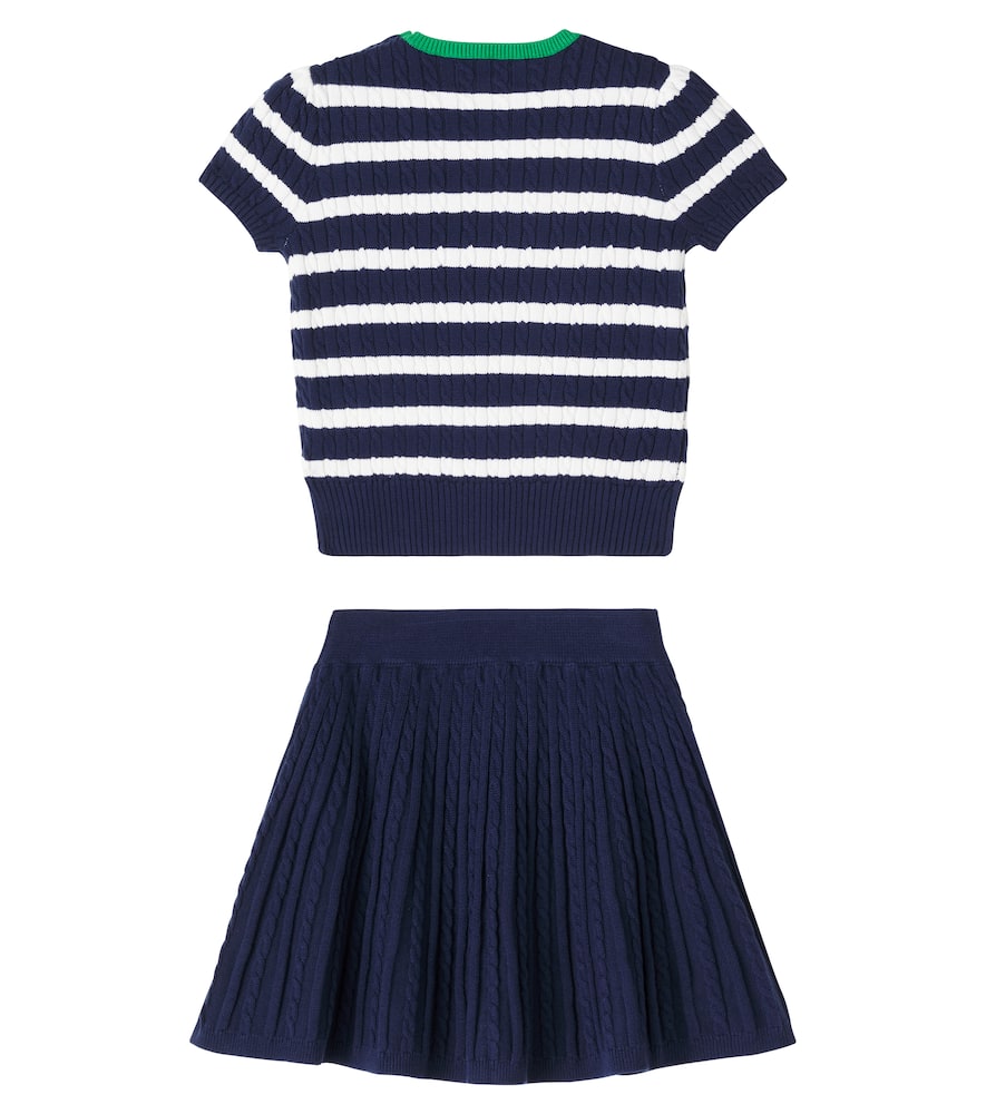 Knitted cotton top and skirt set