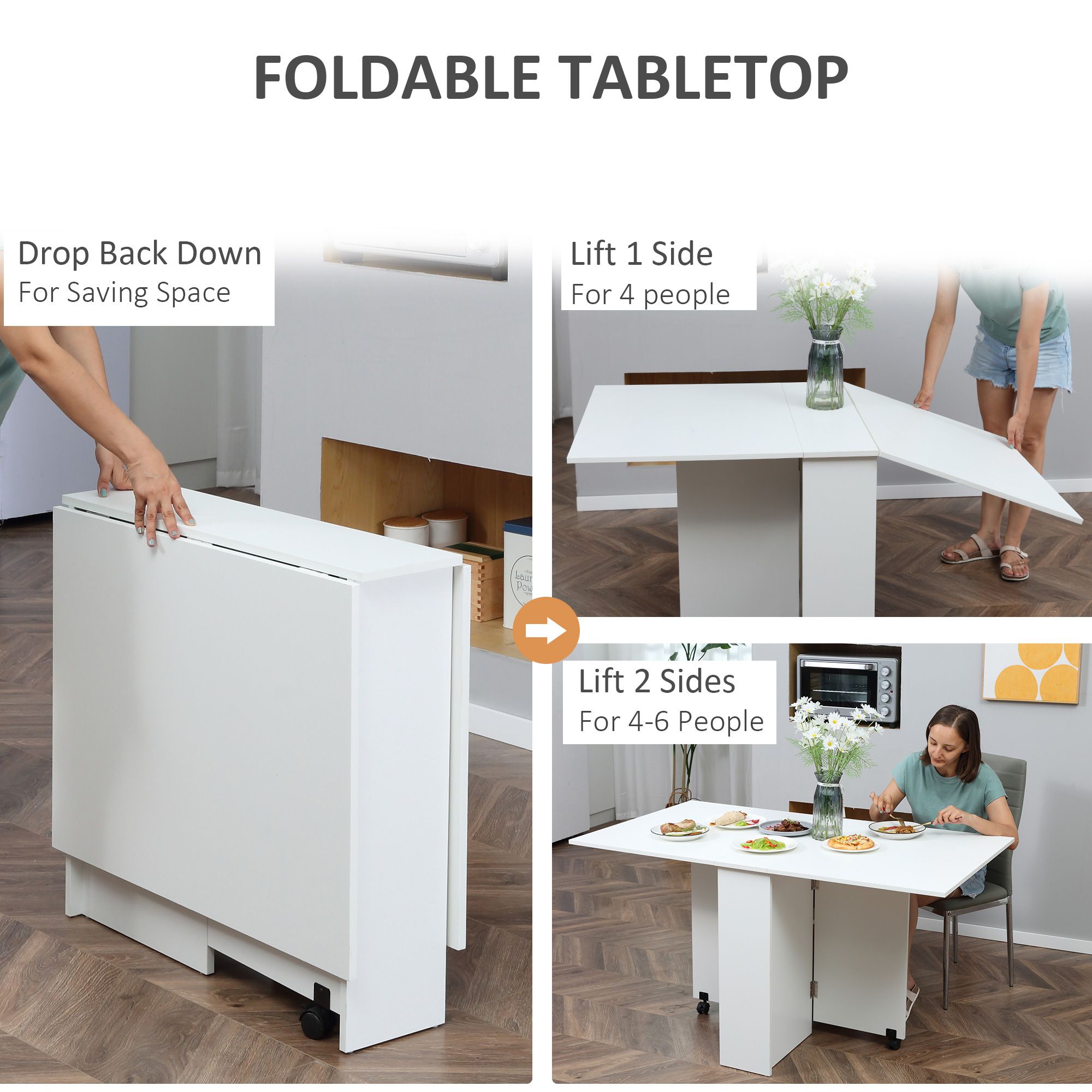 Mobile Drop Leaf Table Kitchen Table Extendable Dining Table
