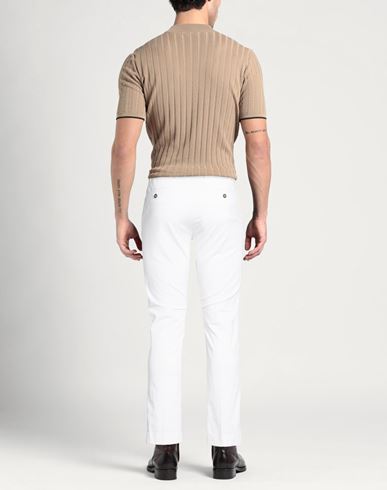 Man Pants White Size 34 Cotton, Elastane