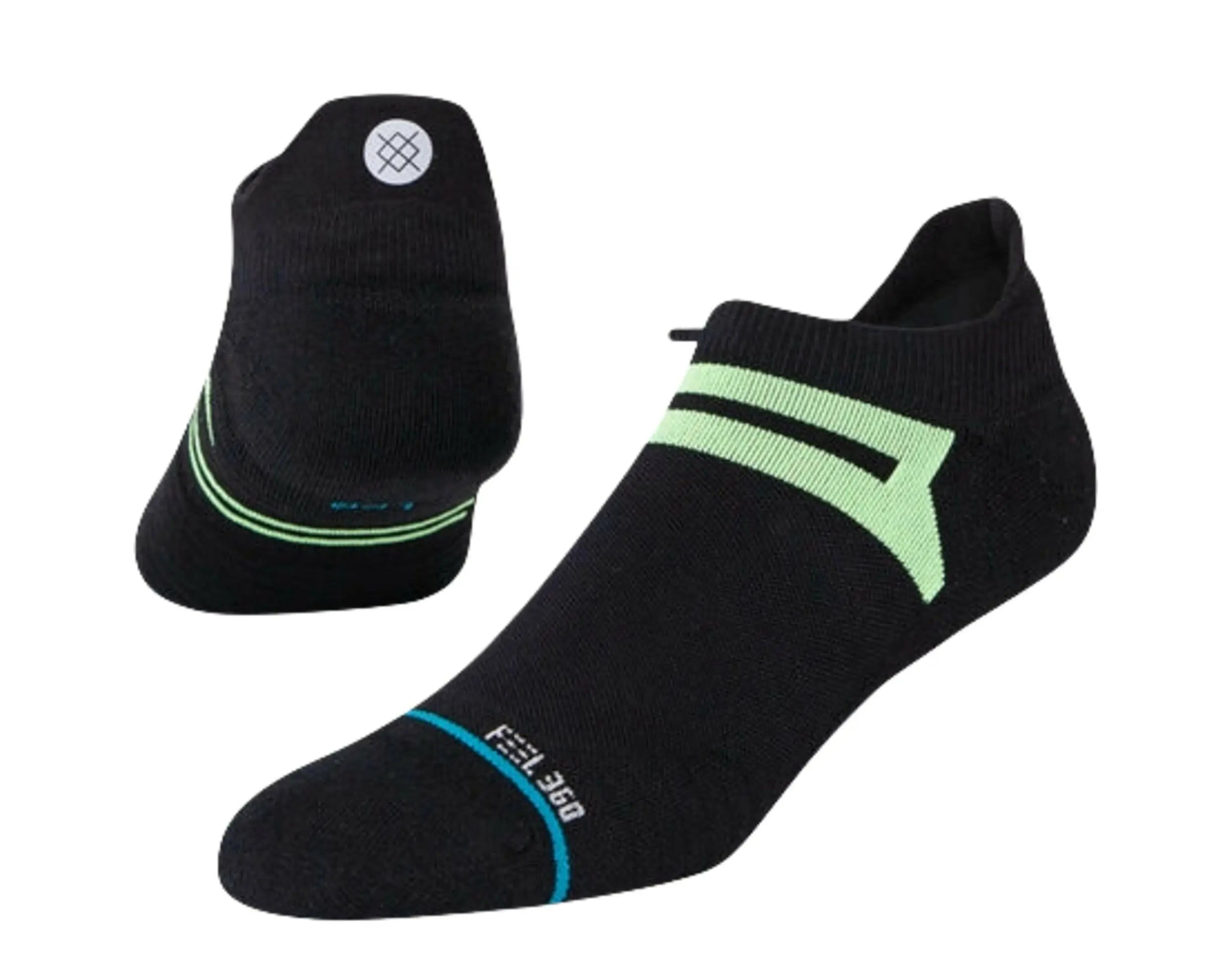 Feel 360 Yield Tab Running Ankle Socks Black/Volt
