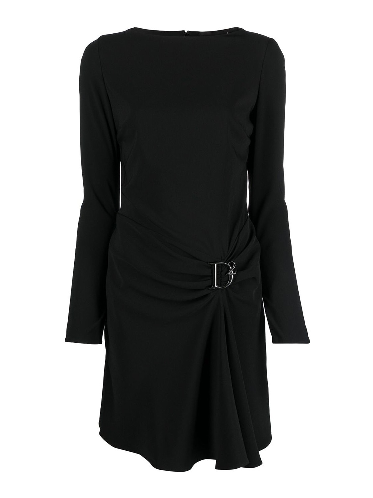 Logo-plaque draped dress