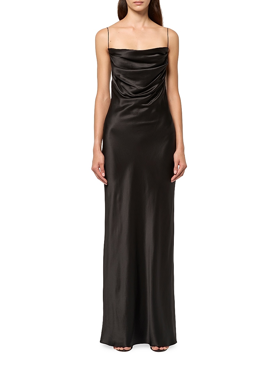 Women's Bias Silk Colwneck Slipdress - Black